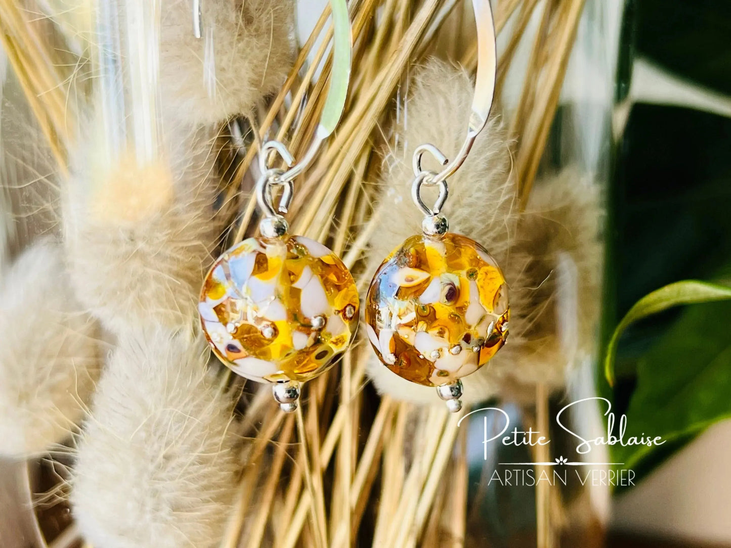 Boucles d'oreilles Artisanales en Argent "Pluie de Champagne" - Petite Sablaise