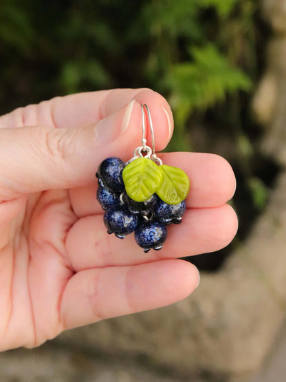 Boucles d'oreilles Myrtilles en Argent massif 🫐✨ Petite Sablaise