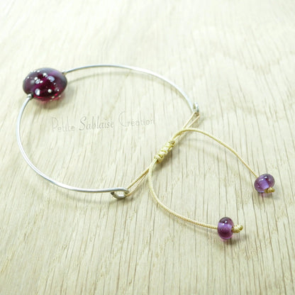 Bracelet Artisanal Fantaisie réglable Rouge framboise - Petite Sablaise