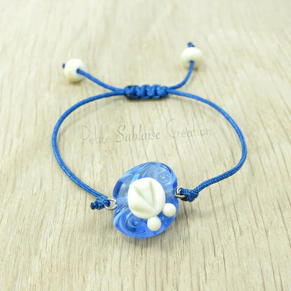 Bracelet Artisanal réglable pour enfant "Coquille St Jacques" - Petite Sablaise