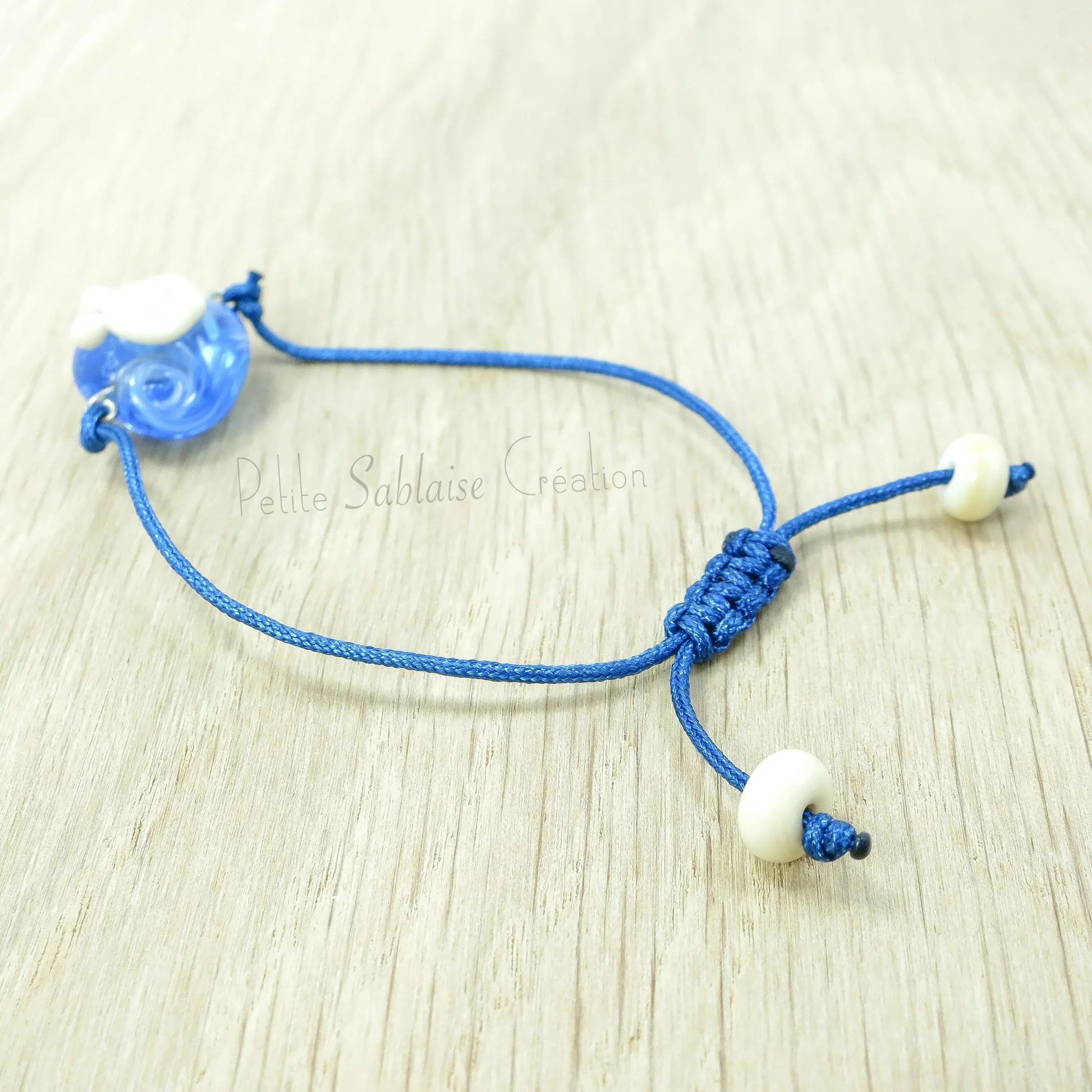 Bracelet Artisanal réglable pour enfant "Coquille St Jacques" - Petite Sablaise