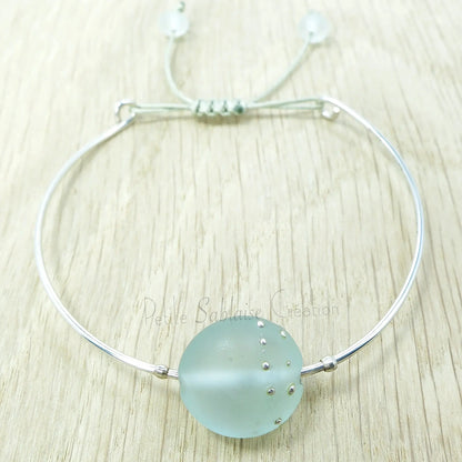 Bracelet Fantaisie "Aquamarine" réglable en Verre de Murano - Petite Sablaise