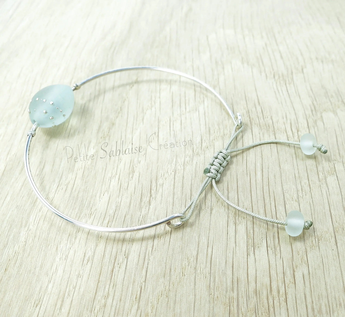 Bracelet Fantaisie "Aquamarine" réglable en Verre de Murano - Petite Sablaise