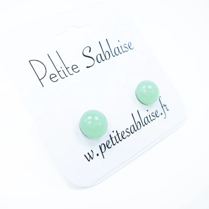 Dernière paire de Puces d'Oreilles Fantaisie Vert Jade Hypoallergénique Petite Sablaise