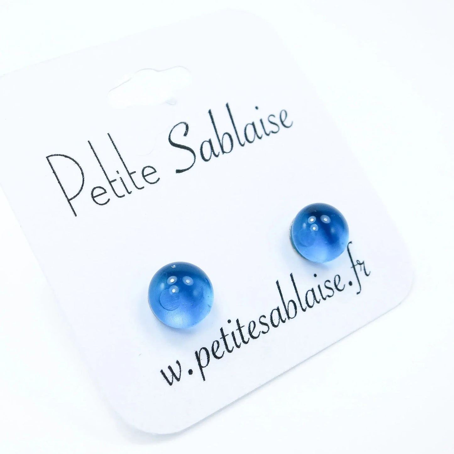 Duo de Puces d'Oreilles Colorées hypoallergénique bleues- Petite Sablaise