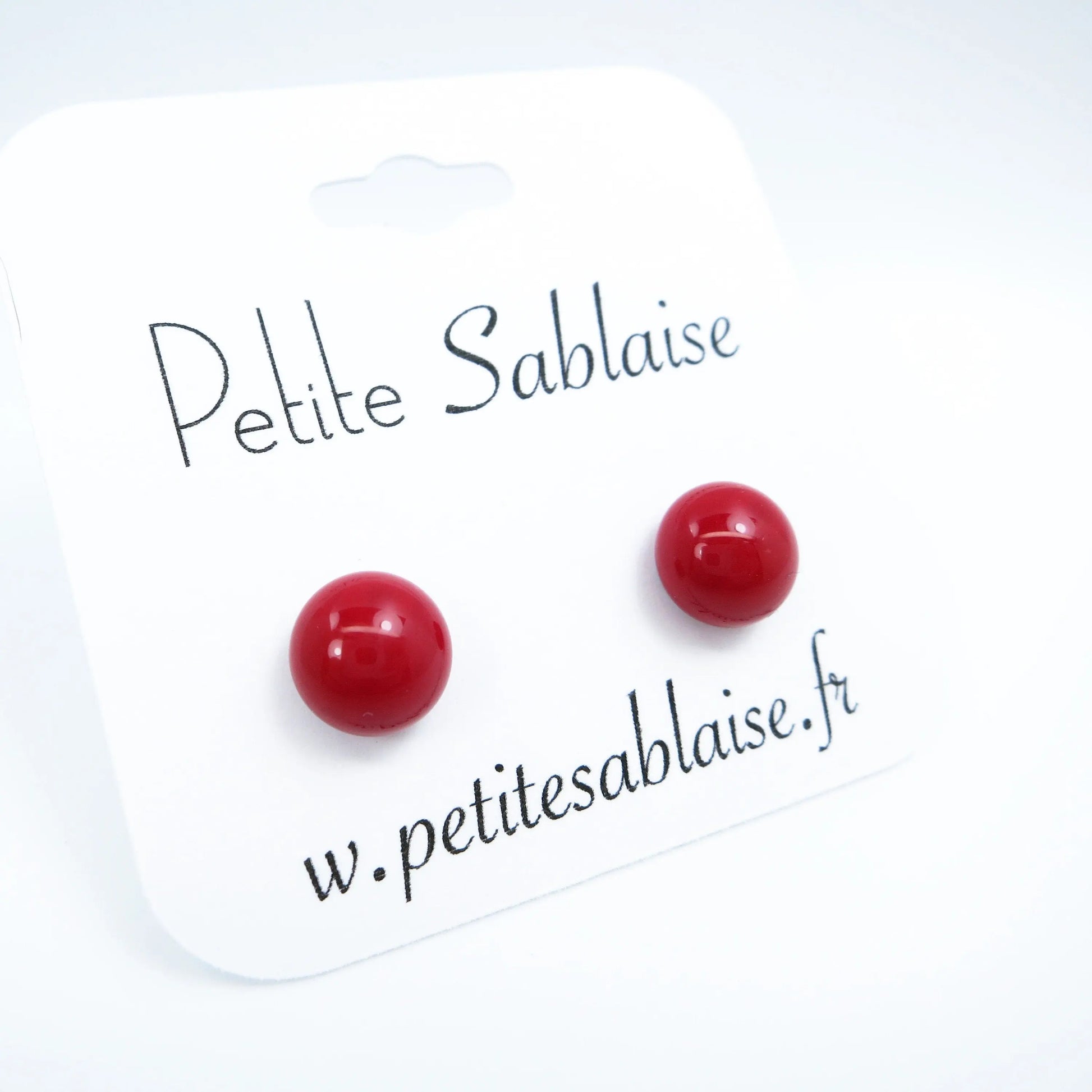 Duo de Puces d'Oreilles Colorées hypoallergénique rouges- Petite Sablaise