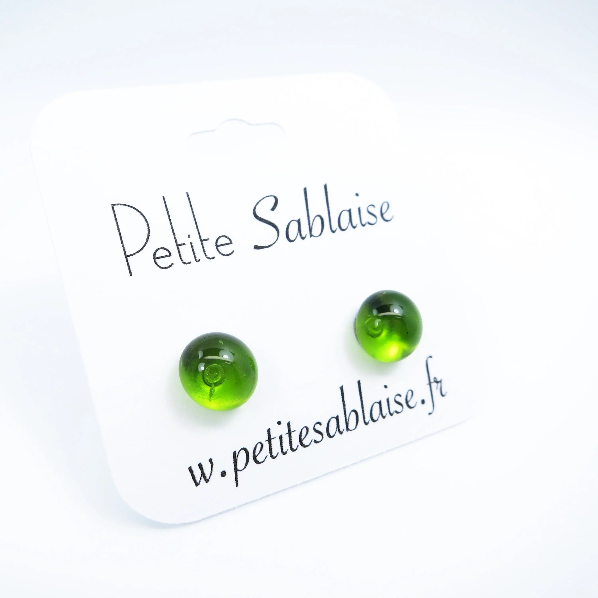 Duo de Puces d'Oreilles Colorées hypoallergénique verte- Petite Sablaise