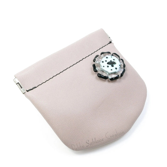 Porte-monnaie Artisanal Clic Clac en cuir Rose - Petite Sablaise