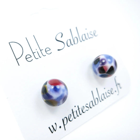 Puces d'Oreilles Artisanales Violettes Hypoallergénique - Petite Sablaise