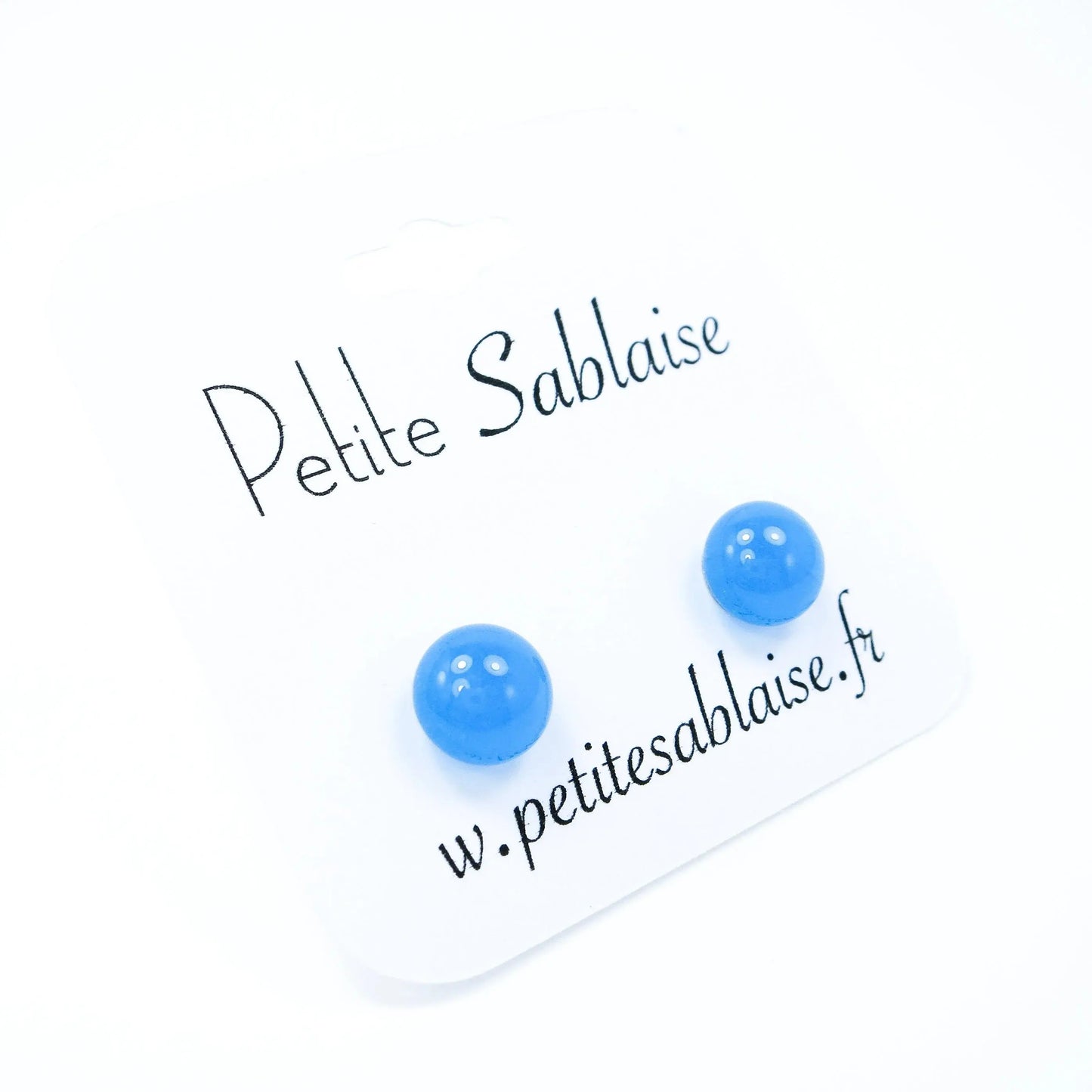 Puces d'Oreilles Fantaisies Bleu Hawaïen Hypoallergénique - Petite Sablaise