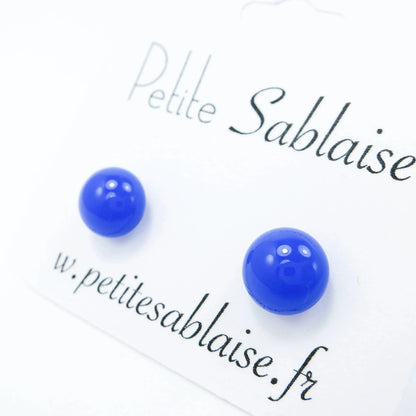 Puces d'Oreilles Fantaisies Bleues Klein Hypoallergénique - Petite Sablaise