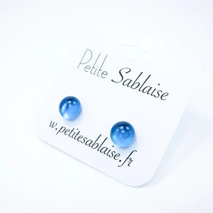 Puces d'Oreilles Fantaisies Bleues Turquoises Hypoallergénique - Petite Sablaise