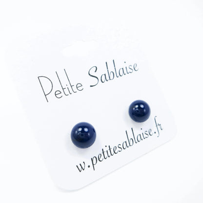 Boucles d'Oreilles Fantaisie Bleues nuit Hypoallergénique - Petite Sablaise