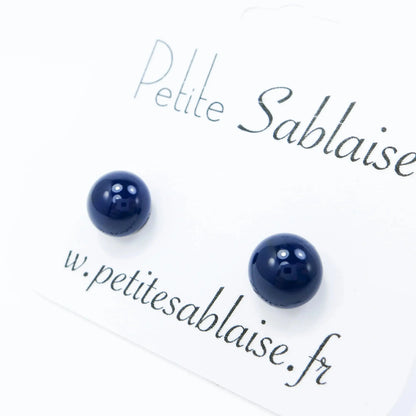 Boucles d'Oreilles Fantaisie Bleues nuit Hypoallergénique - Petite Sablaise