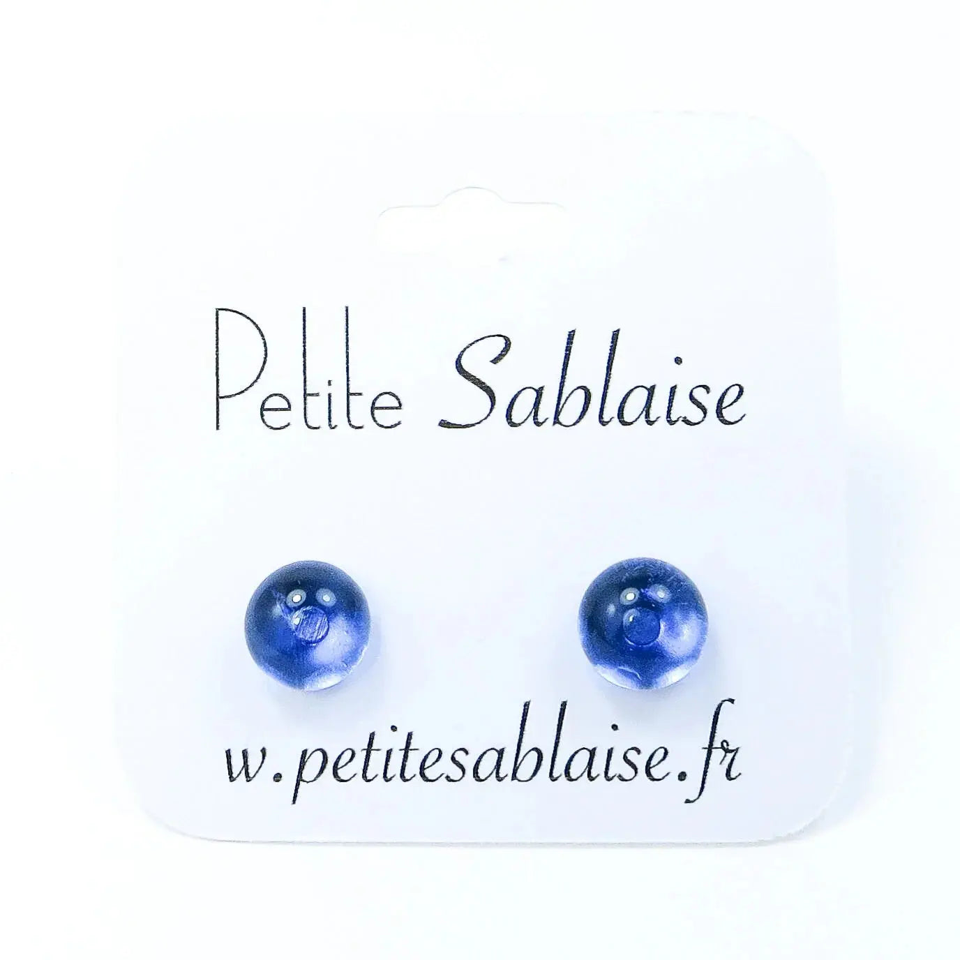 Puces d'Oreilles Fantaisies Bleues transparentes Hypoallergénique - Petite Sablaise