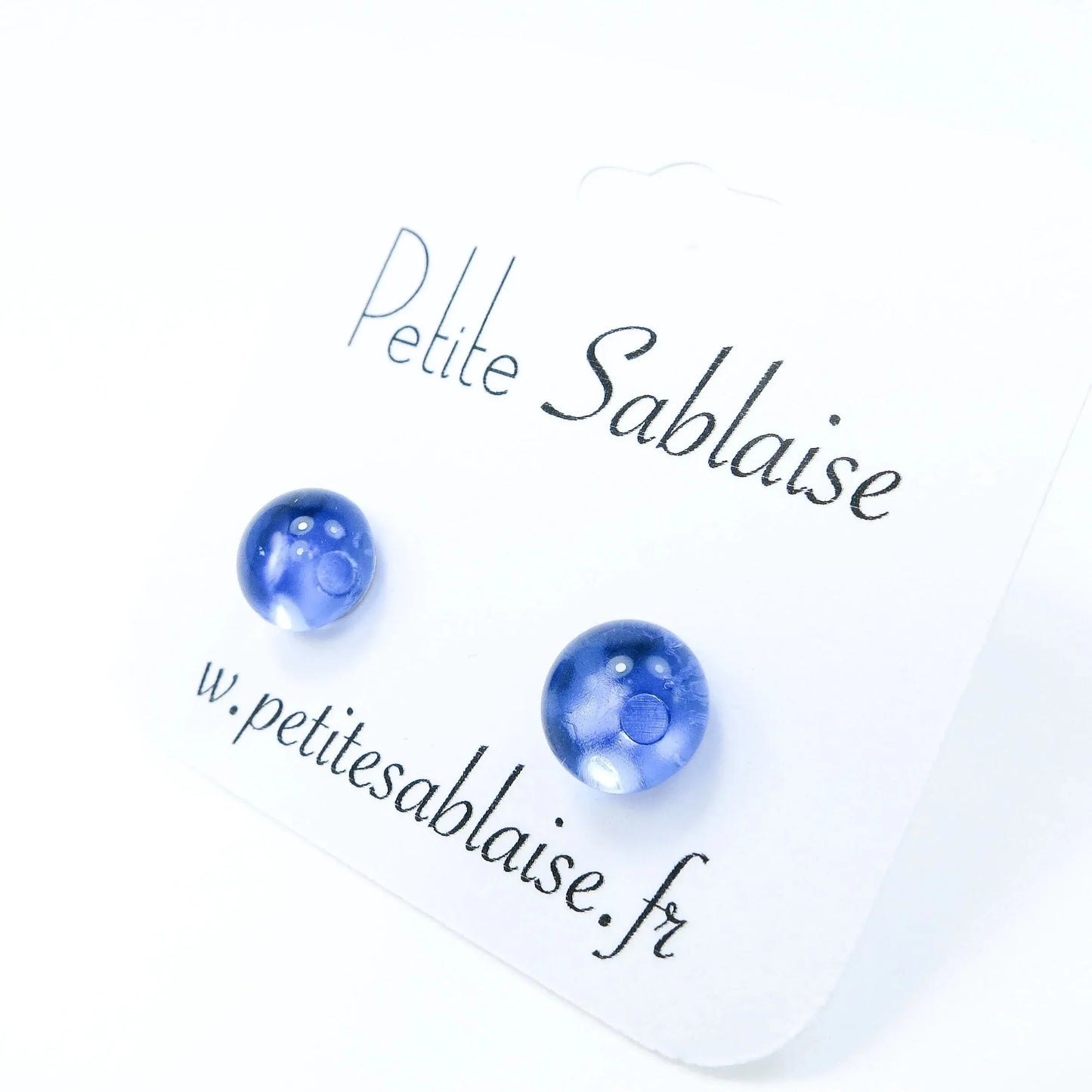 Puces d'Oreilles Fantaisies Bleues transparentes Hypoallergénique - Petite Sablaise