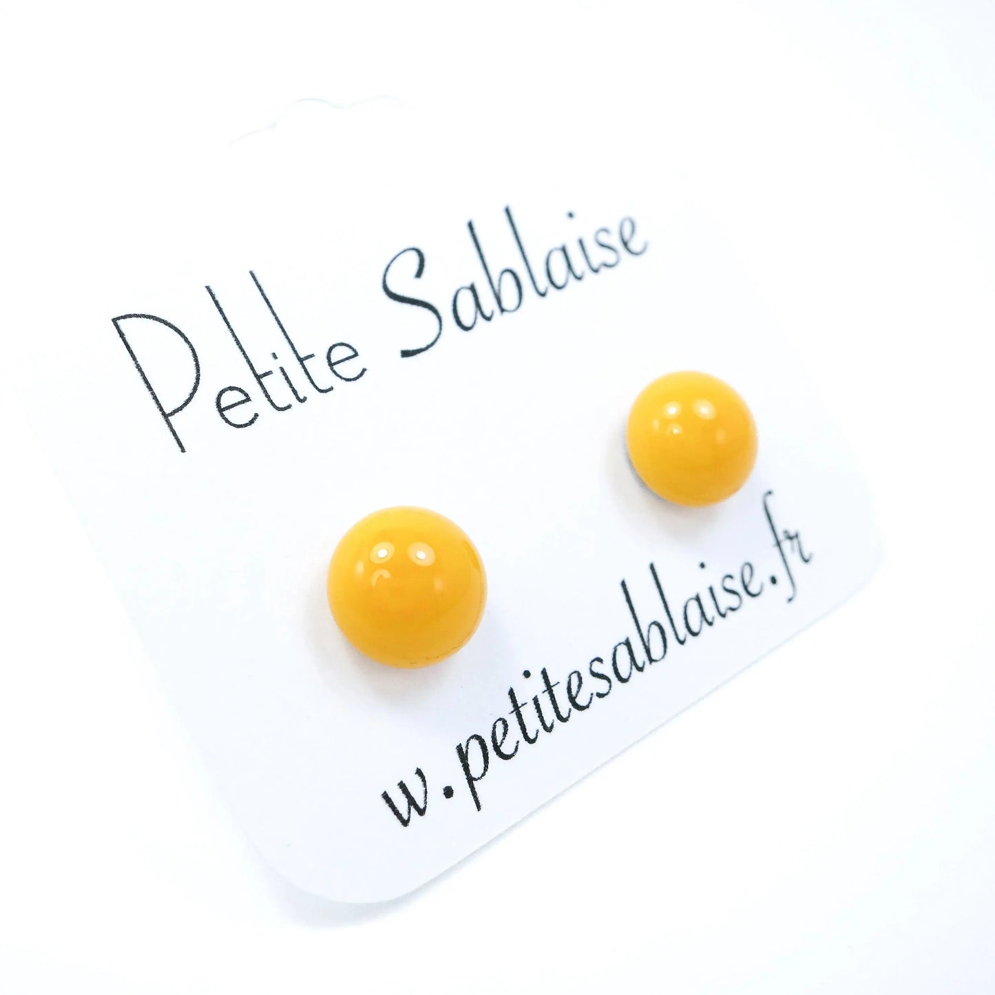 Puces d'Oreilles Fantaisies Jaune Soleil Hypoallergénique - Petite Sablaise