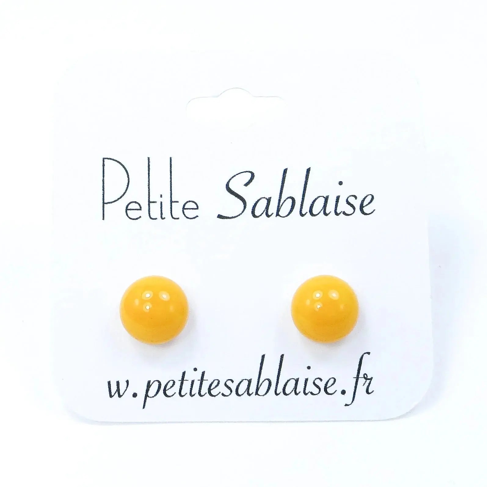 Puces d'Oreilles Fantaisies Jaune Soleil Hypoallergénique - Petite Sablaise