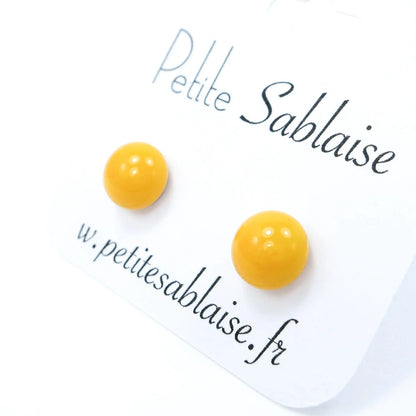 Puces d'Oreilles Fantaisies Jaune Soleil Hypoallergénique - Petite Sablaise