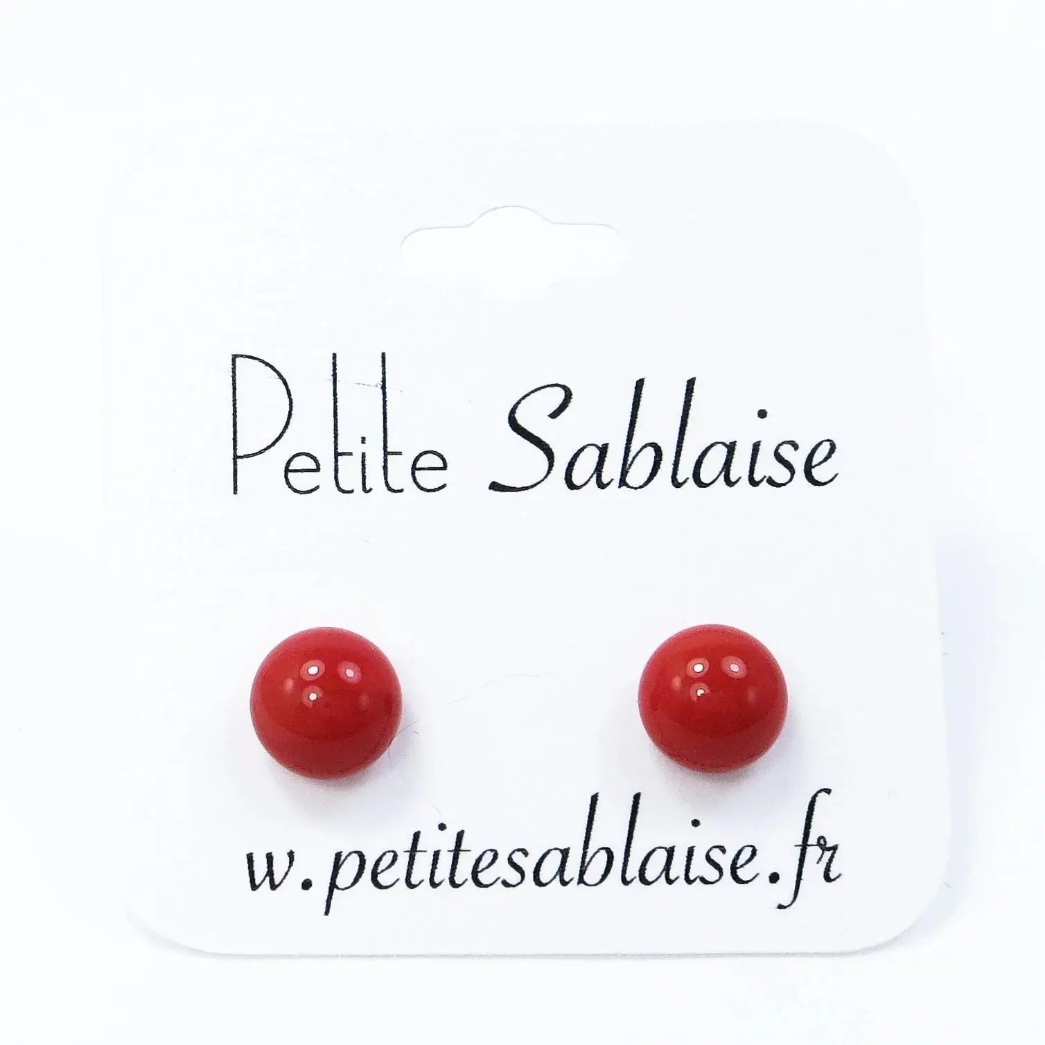 Puces d'Oreilles Fantaisies Rouge Coquelicot Hypoallergénique - Petite Sablaise