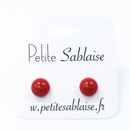 Puces d'Oreilles Fantaisies Rouge Coquelicot Hypoallergénique - Petite Sablaise