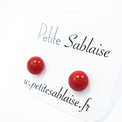 Puces d'Oreilles Fantaisies Rouge Coquelicot Hypoallergénique - Petite Sablaise