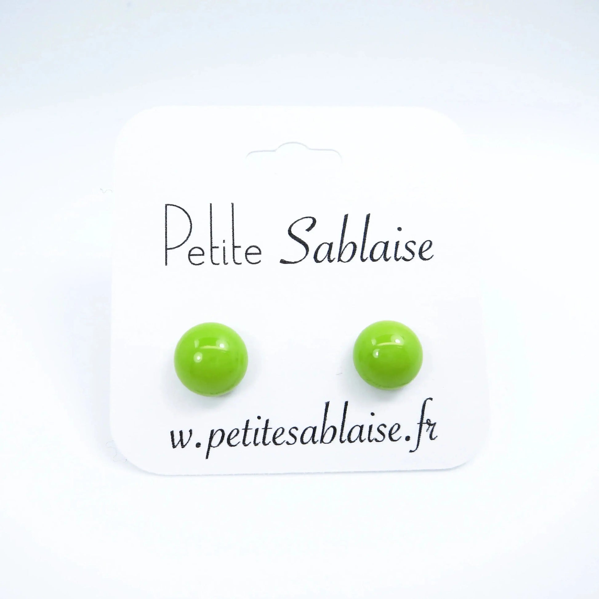 Puces d'Oreilles Fantaisies Vert Pomme Hypoallergénique 🍏 - Petite Sablaise