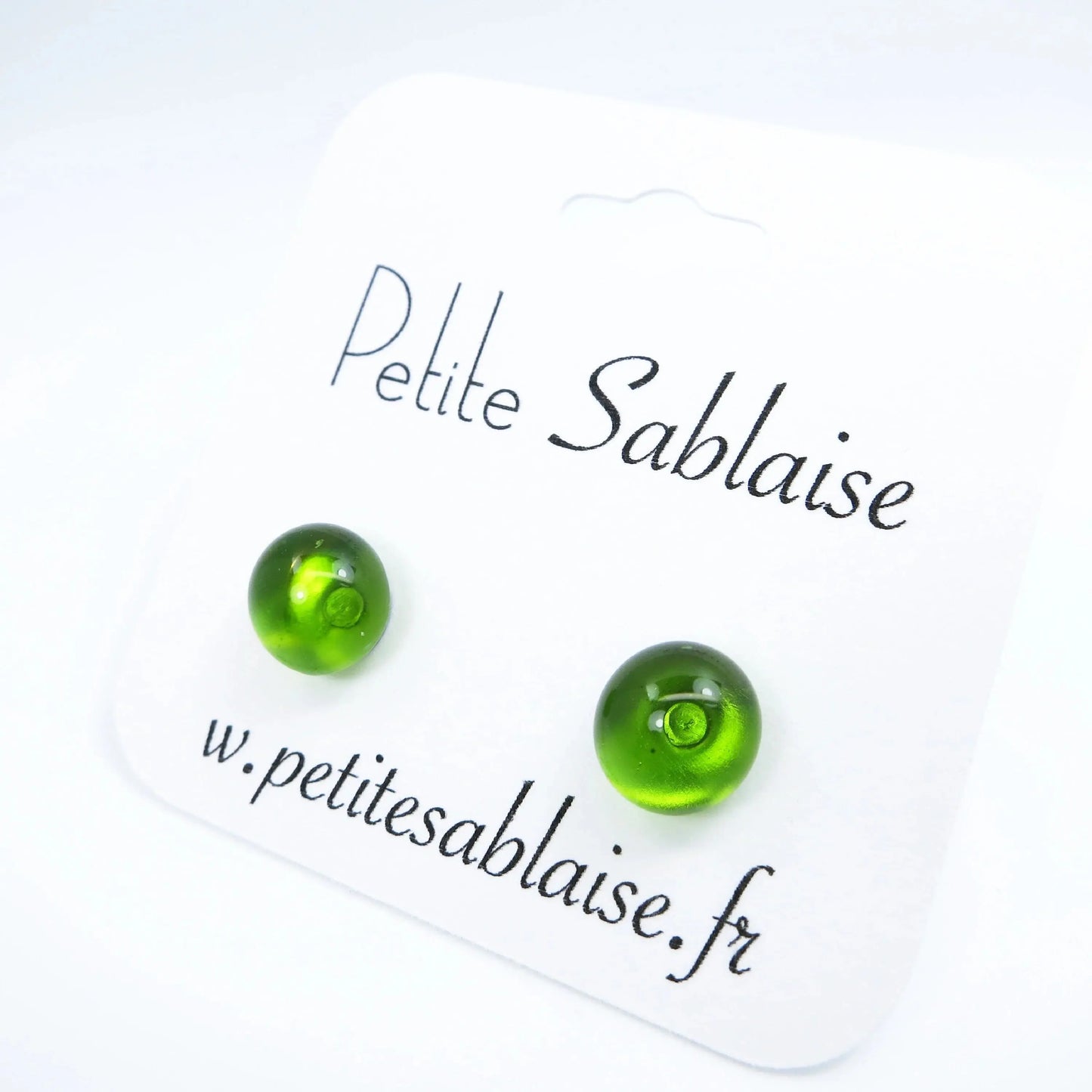 Puces d'Oreilles Fantaisie Vert transparent Hypoallergénique - Petite Sablaise