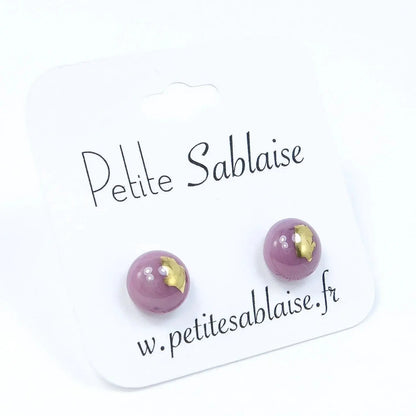 Puces d'oreilles Artisanales Mauve en argent massif - Petite Sablaise