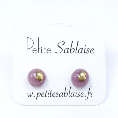 Puces d'oreilles Artisanales Mauve en argent massif - Petite Sablaise