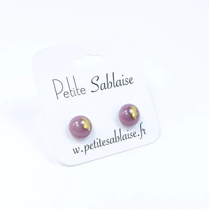 Puces d'oreilles Artisanales Mauve en argent massif - Petite Sablaise