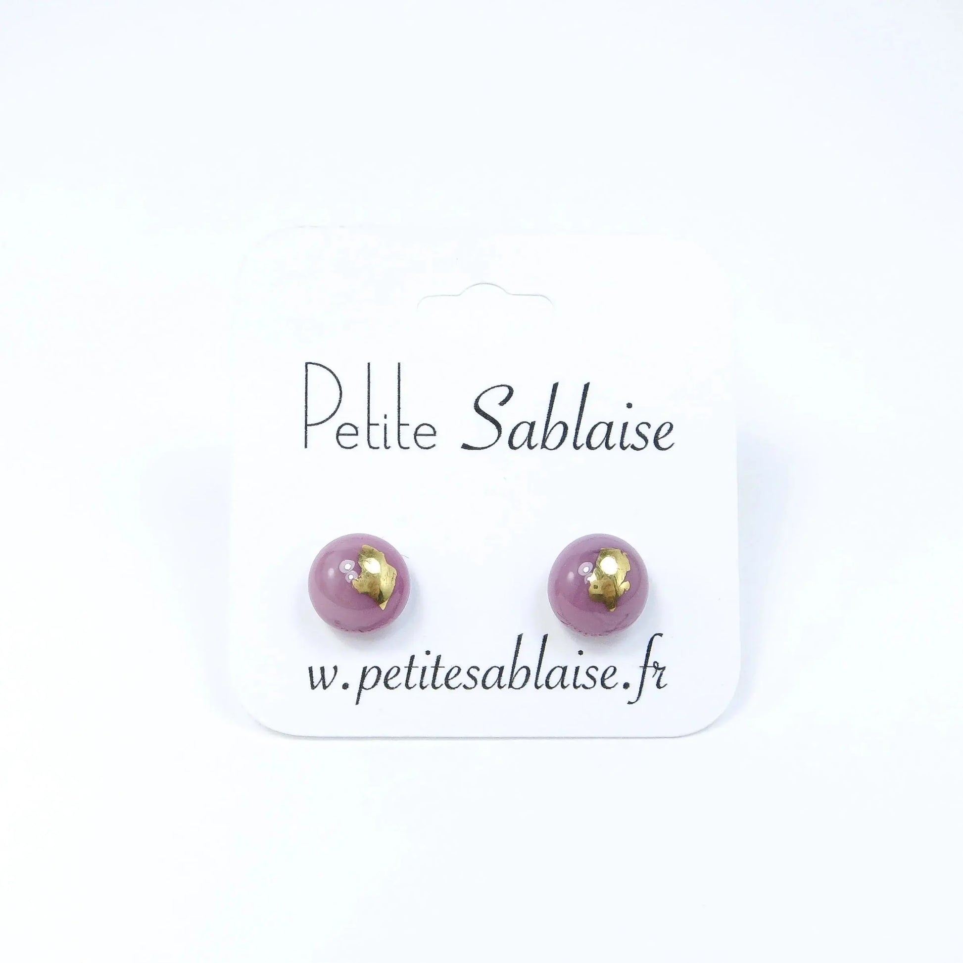 Puces d'oreilles Artisanales Mauve en argent massif - Petite Sablaise