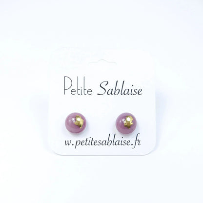 Puces d'oreilles Artisanales Mauve en argent massif - Petite Sablaise