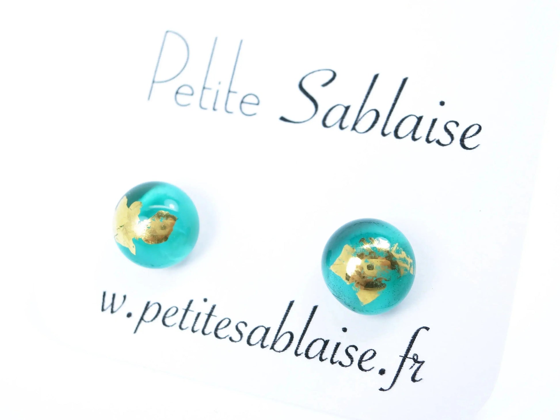 Puces d'oreilles Artisanales Vert Emeraude en Argent massif - Petite Sablaise