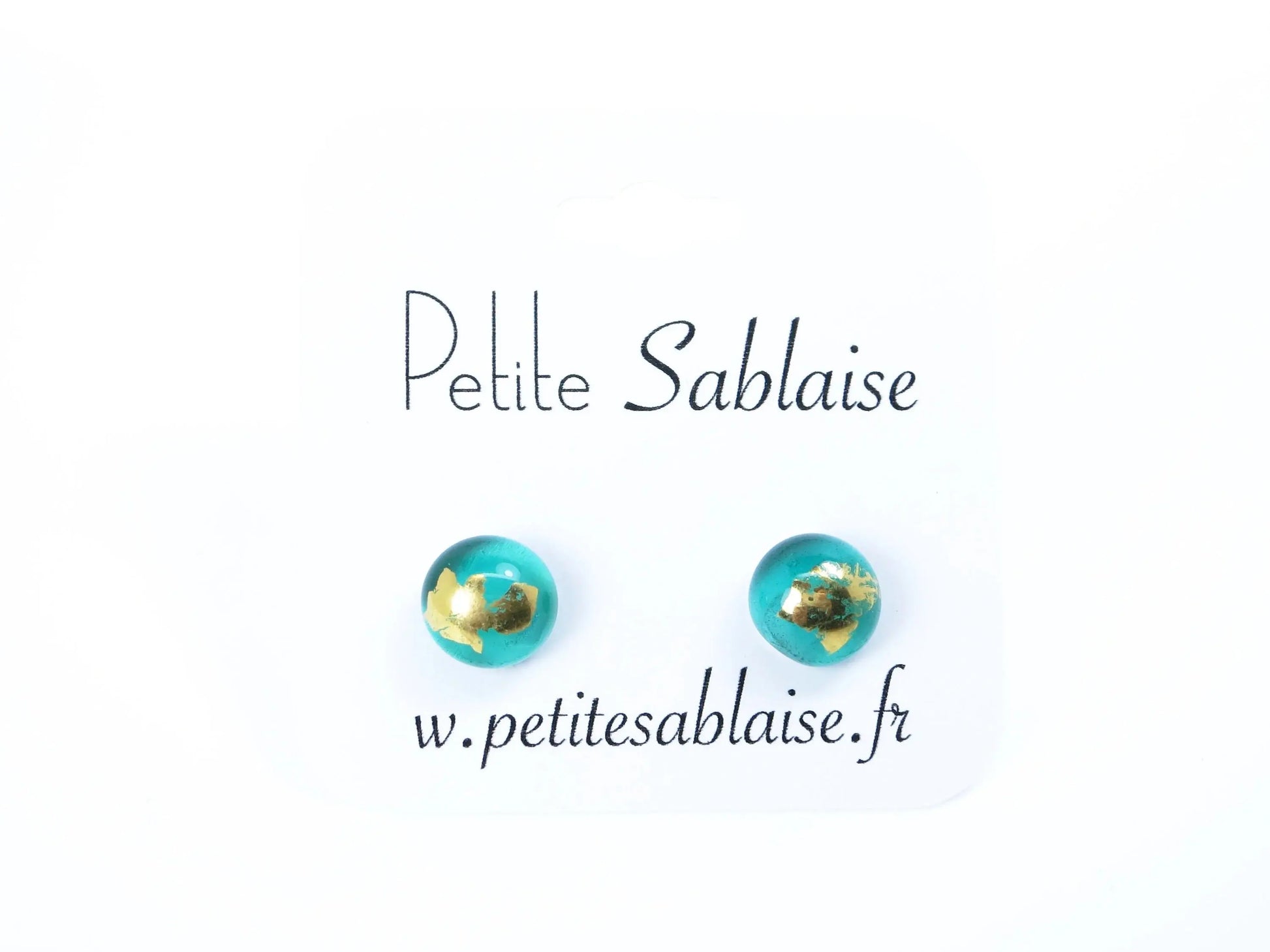 Puces d'oreilles Artisanales Vert Emeraude en Argent massif - Petite Sablaise