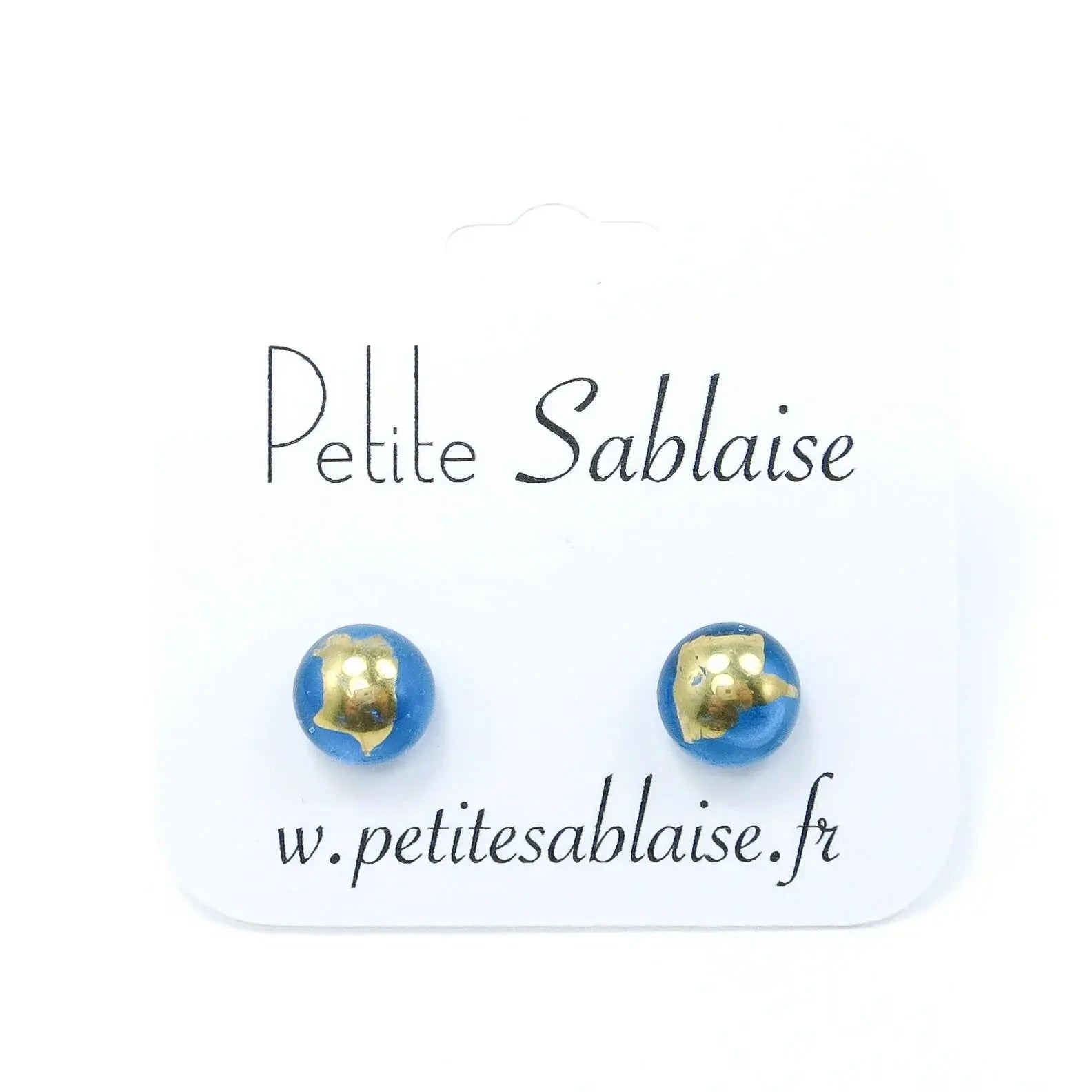 Puces d'oreilles Artisanales bleues turquoises en Argent - Petite Sablaise