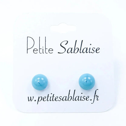 Puces d'oreilles Fantaisies Bleues Ciel Hypoallergénique - Petite Sablaise