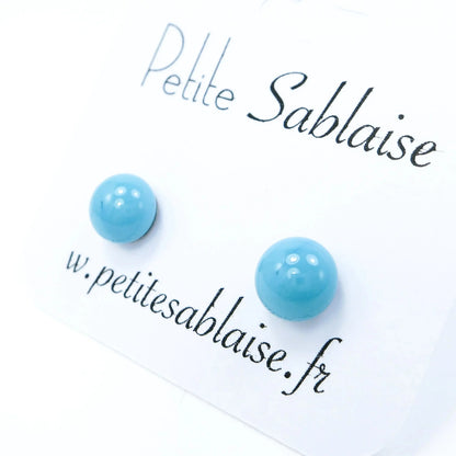 Puces d'oreilles Fantaisies Bleues Ciel Hypoallergénique - Petite Sablaise