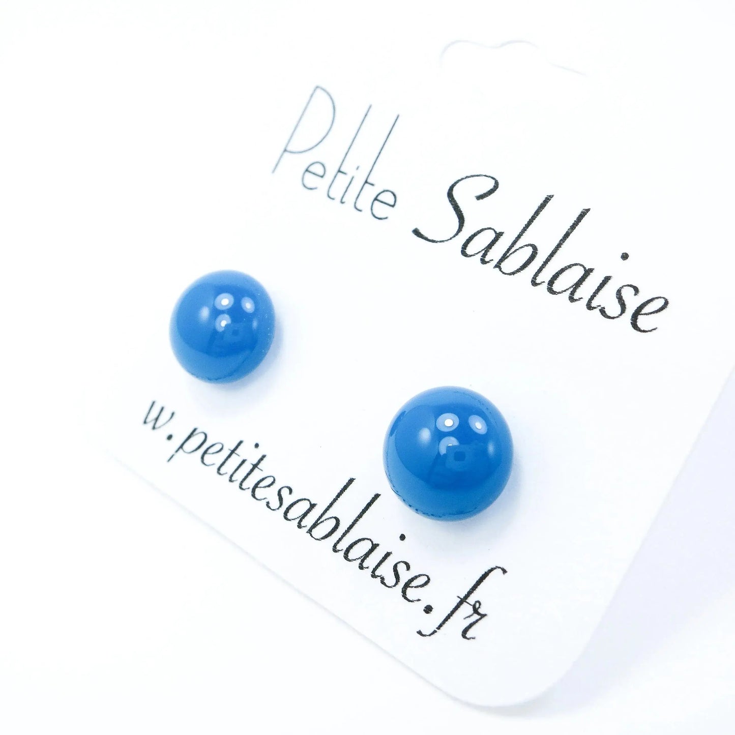 Puces d'oreilles Fantaisies Bleues canard Hypoallergénique - Petite Sablaise