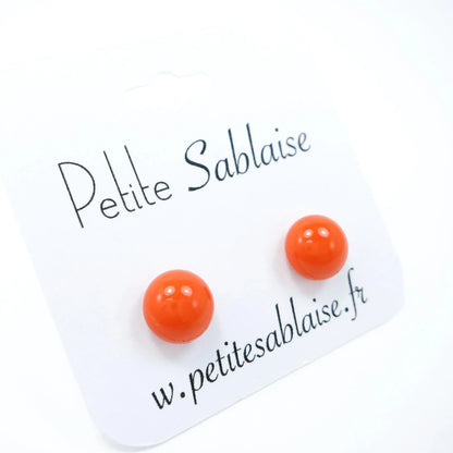 Puces d'oreilles Fantaisies Orange Hypoallergénique - Petite Sablaise