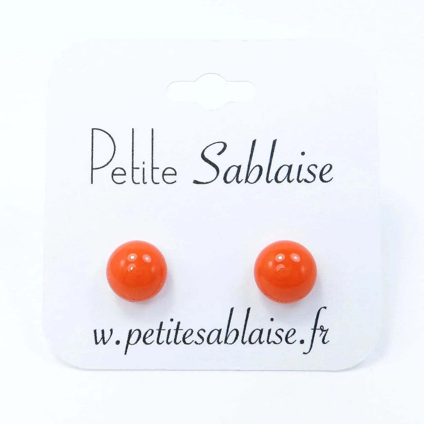 Puces d'oreilles Fantaisies Orange Hypoallergénique - Petite Sablaise