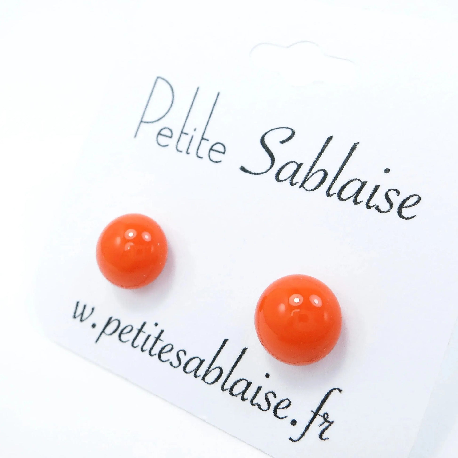 Puces d'oreilles Fantaisies Orange Hypoallergénique - Petite Sablaise