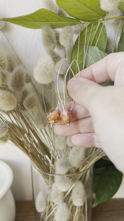 Boucles d'oreilles Artisanales en Argent "Pêche du verger"