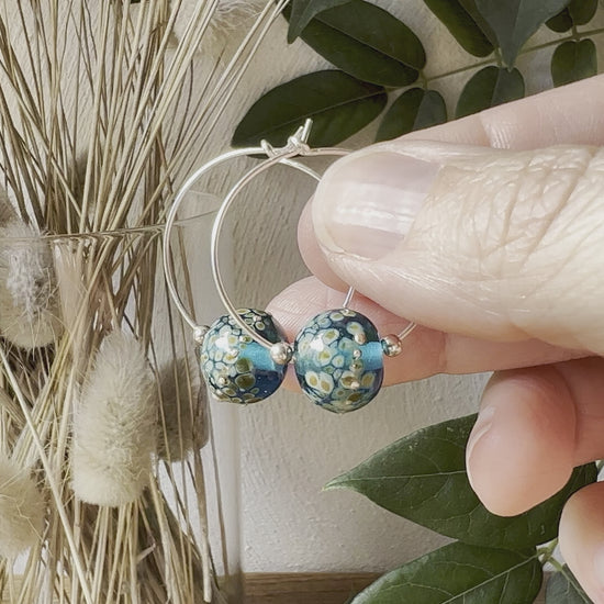 Vidéo Boucles d'oreilles Créoles Artisanales Turquoises