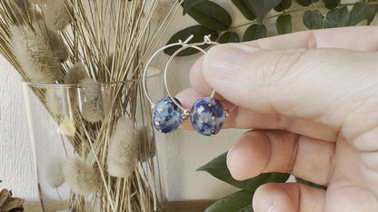 Vidéo Boucles d'oreilles Créoles Artisanales Bleues